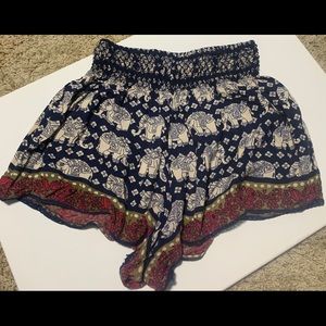 Elephant and flower print shorts
